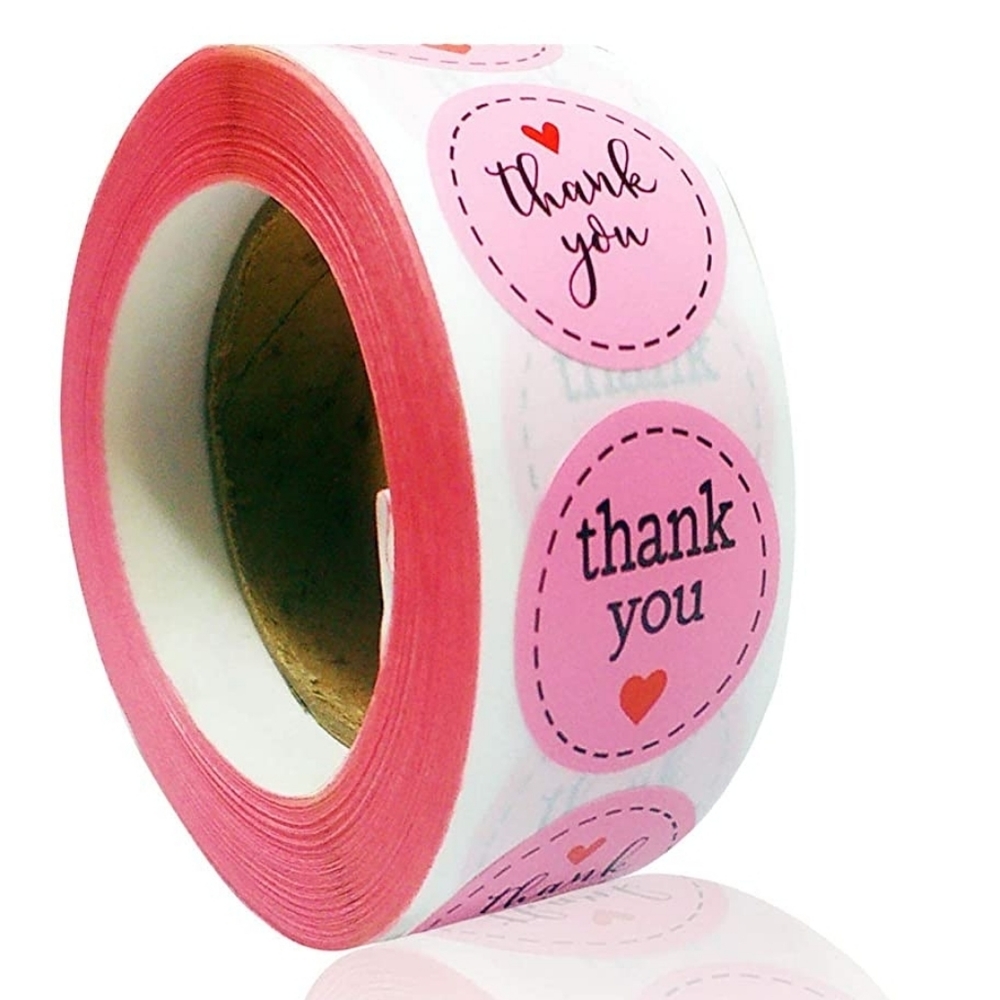 200 ct  1" Small Thank You Stickers, Pink Love Heart - Picture 4 of 8